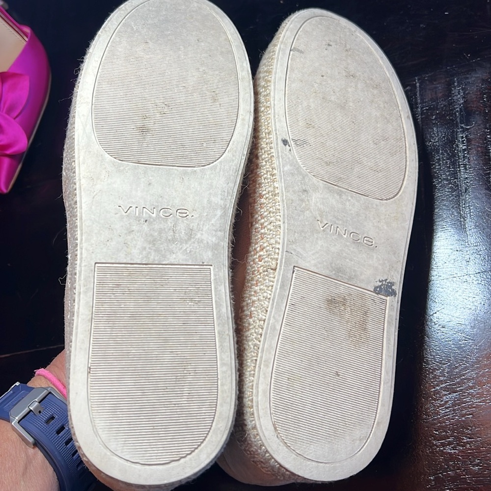 VINCE. Blush Straw Tweed Platform Sneakers - Picture 8 of 9